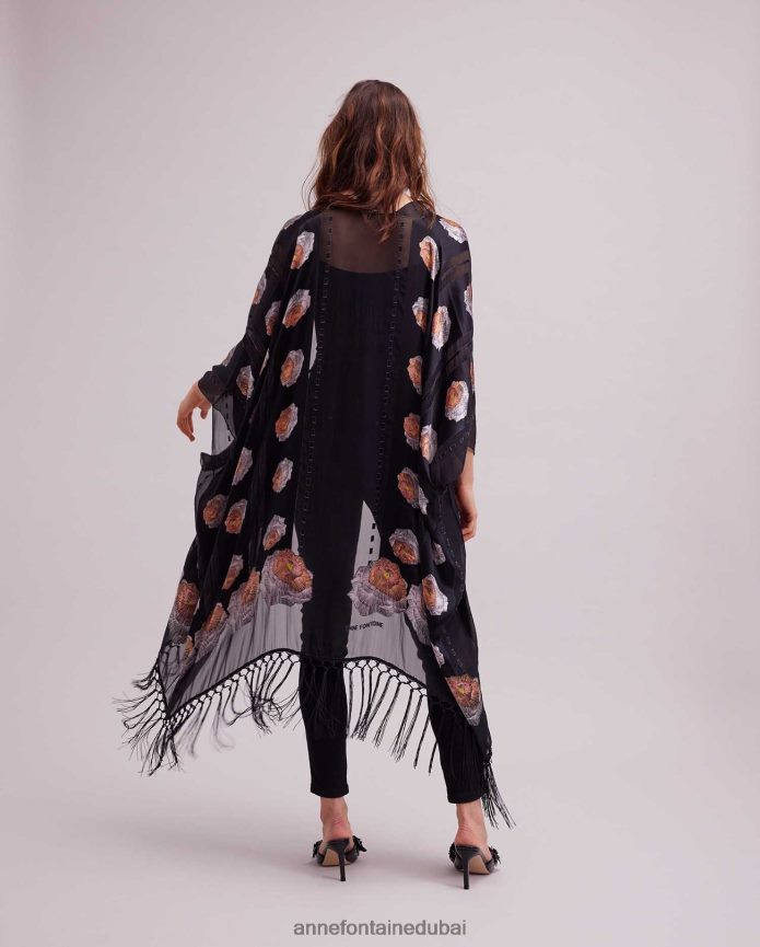ملابس عبد اللطيف Anne Fontaine نحيف كيمونو كيمونو مهدب طباعة الأزهار T622DL425