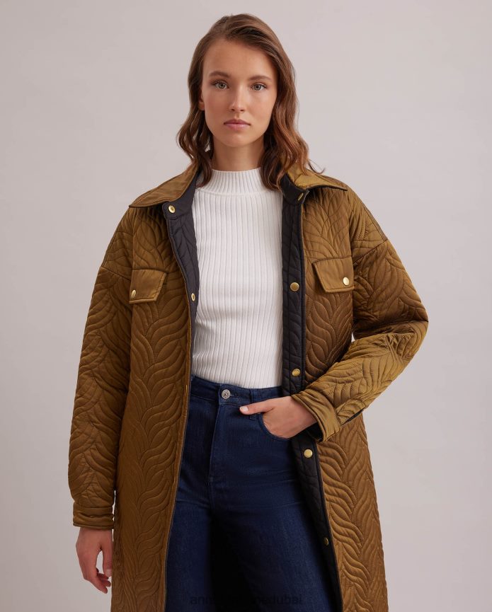 ملابس عبد اللطيف Anne Fontaine نحيف معطف الجينات معطف طويل قابل للعكس مع نمط غرزة هندسية متموجة أسود T622DL444