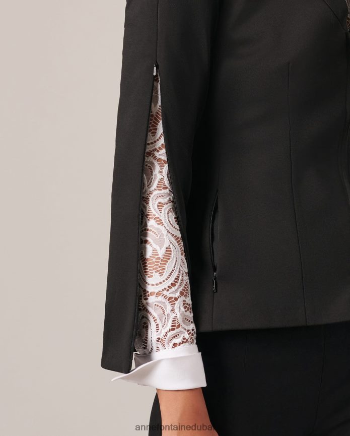 ملابس عبد اللطيف Anne Fontaine نحيف سترة ليام سترة ذات ياقة شال وهمية أسود T622DL451