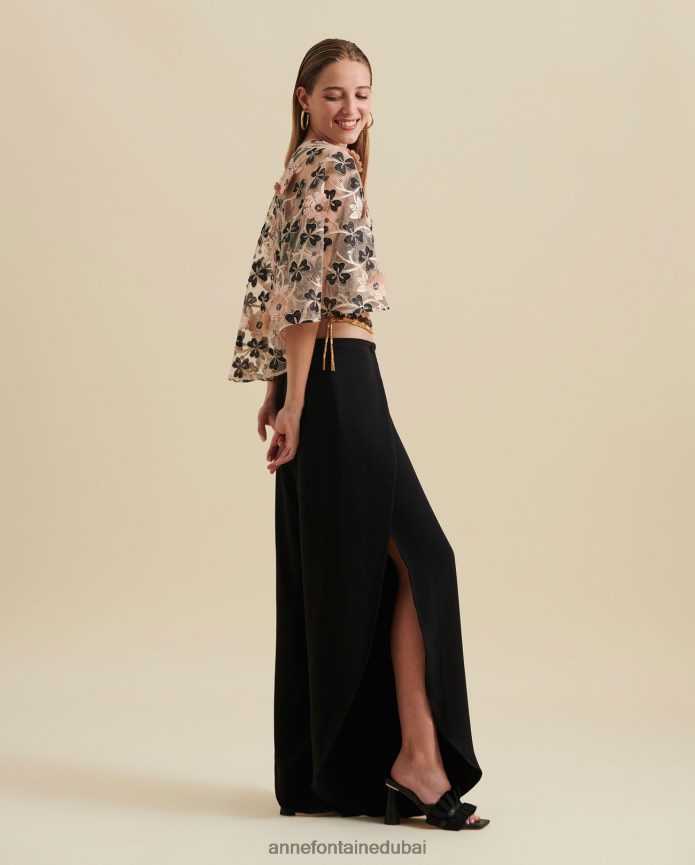 ملابس عبد اللطيف Anne Fontaine نحيف غطاء رأس لافيتينيا ثلاثي الأبعاد للكتف زهري T622DL459