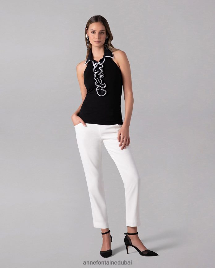 أحذية عبد اللطيف Anne Fontaine نحيف حذاء بكعب من جيزيلا أورساي مع تفاصيل من الجلد السويدي والشبك أسود T622DL47