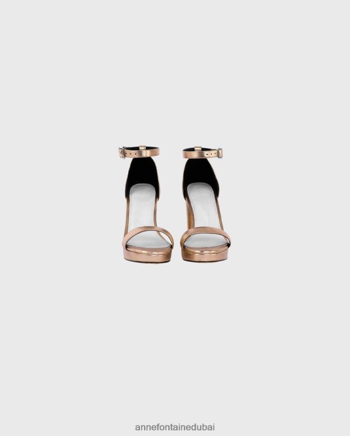 أحذية عبد اللطيف Anne Fontaine نحيف كعب فراني ذو كعب معدني مع زهور قابلة للإزالة ذهب T622DL49