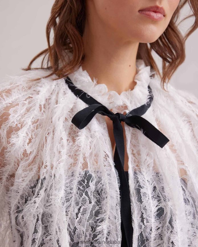 مُكَمِّلات عبد اللطيف Anne Fontaine نحيف رأس بوفاري من الدانتيل الشفاف مع تقليم الرموش أبيض T622DL504