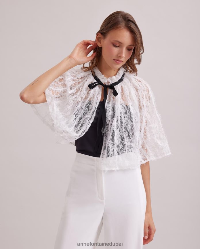 مُكَمِّلات عبد اللطيف Anne Fontaine نحيف رأس بوفاري من الدانتيل الشفاف مع تقليم الرموش أبيض T622DL504