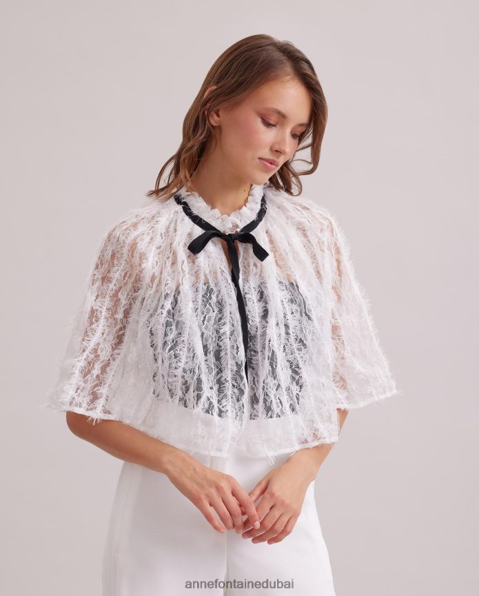 مُكَمِّلات عبد اللطيف Anne Fontaine نحيف رأس بوفاري من الدانتيل الشفاف مع تقليم الرموش أبيض T622DL504