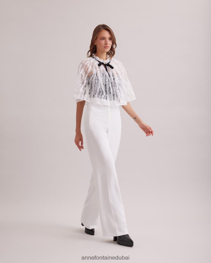 مُكَمِّلات عبد اللطيف Anne Fontaine نحيف رأس بوفاري من الدانتيل الشفاف مع تقليم الرموش أبيض T622DL504