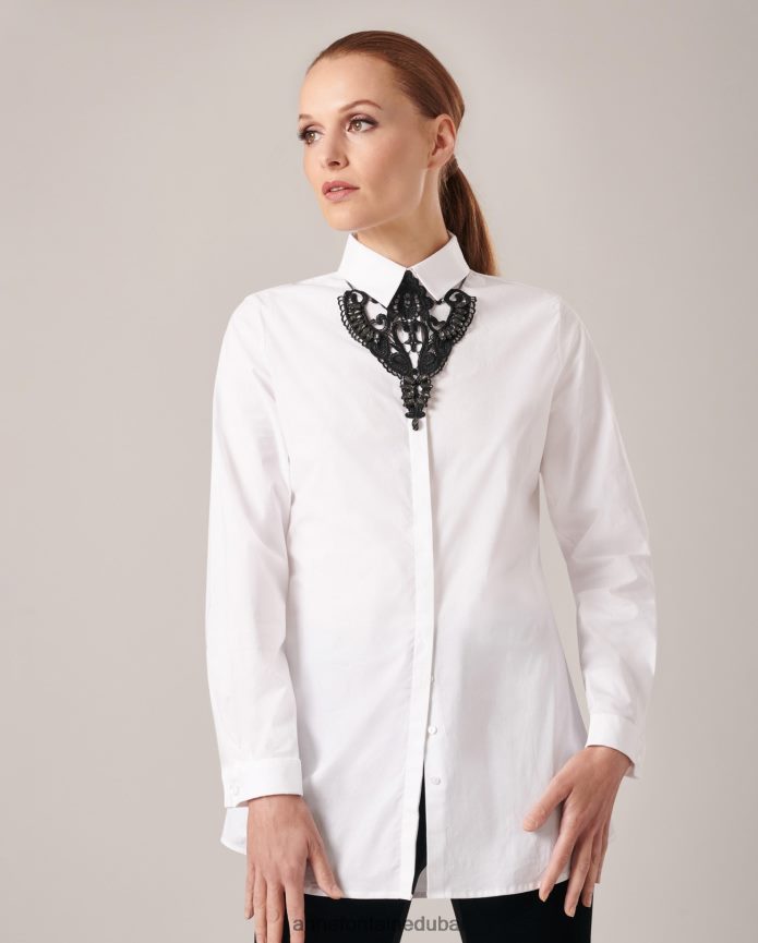 مُكَمِّلات عبد اللطيف Anne Fontaine نحيف طوق ناتاشا طوق دانتيل مزين بالحجارة أسود T622DL512