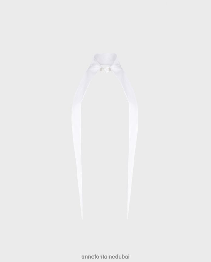 مُكَمِّلات عبد اللطيف Anne Fontaine نحيف ياقة أرتشيت، وياقة بوبلين قطنية كبيرة الحجم أبيض T622DL513