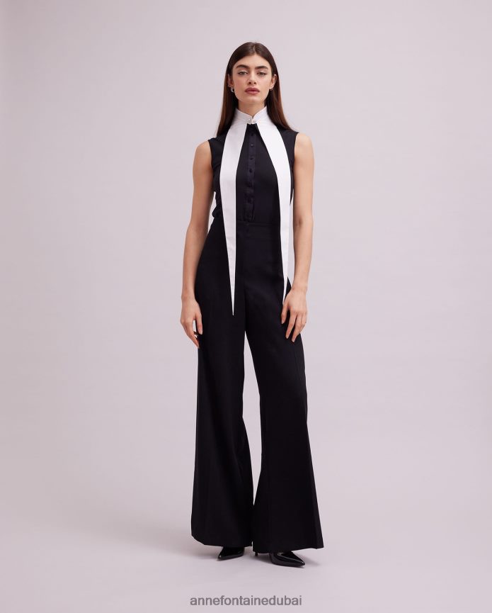 مُكَمِّلات عبد اللطيف Anne Fontaine نحيف ياقة أرتشيت، وياقة بوبلين قطنية كبيرة الحجم أبيض T622DL513