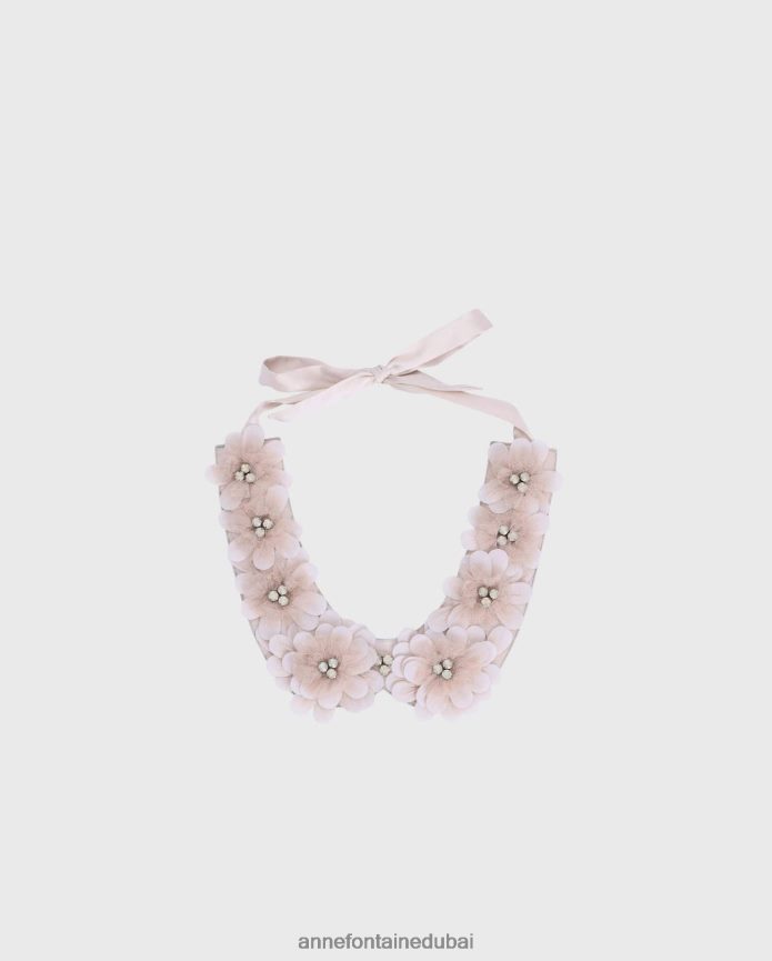 مُكَمِّلات عبد اللطيف Anne Fontaine نحيف طوق فيردي طوق أحمر الخدود مزين بالتول والأحجار لون القرنفل T622DL515