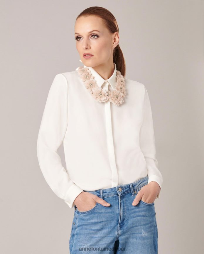 مُكَمِّلات عبد اللطيف Anne Fontaine نحيف طوق فيردي طوق أحمر الخدود مزين بالتول والأحجار لون القرنفل T622DL515