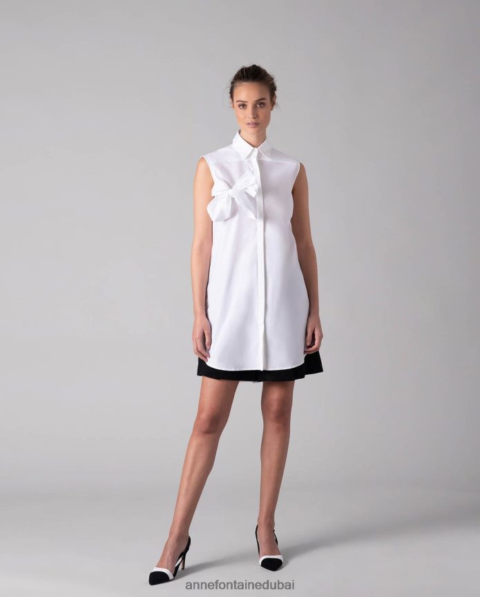 أحذية عبد اللطيف Anne Fontaine نحيف كعب جاكي كلاسيكي من الجلد بكعب منزلق أسود/أبيض T622DL52