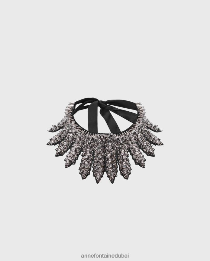 مُكَمِّلات عبد اللطيف Anne Fontaine نحيف طوق من القماش بياقة إيزالدا مرصع بالحجارة أنيق T622DL537