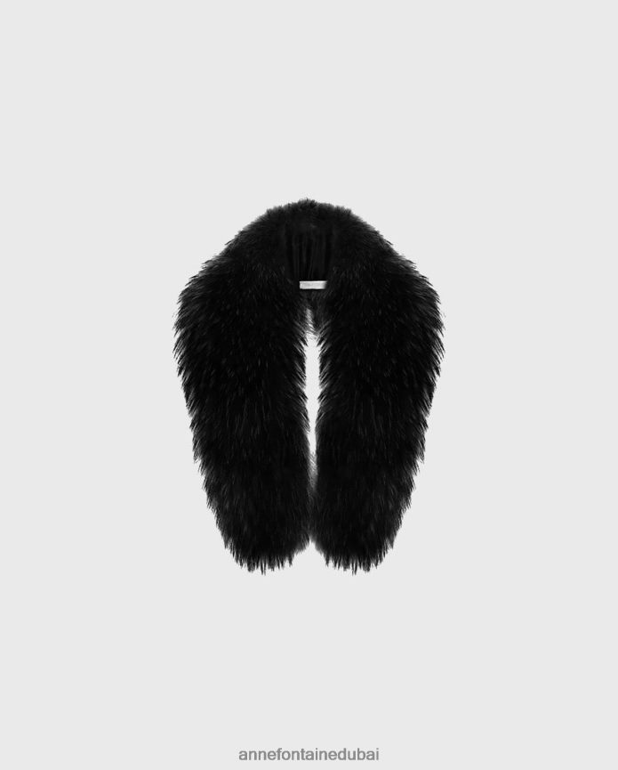 مُكَمِّلات عبد اللطيف Anne Fontaine نحيف طوق بلير طوق الفراء أسود T622DL538
