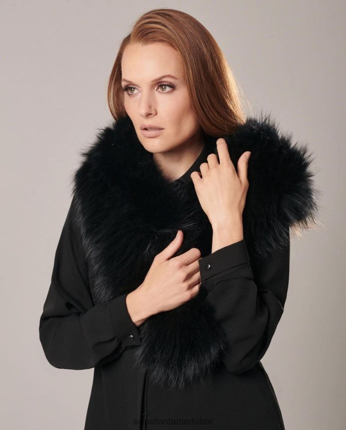 مُكَمِّلات عبد اللطيف Anne Fontaine نحيف طوق بلير طوق الفراء أسود T622DL538