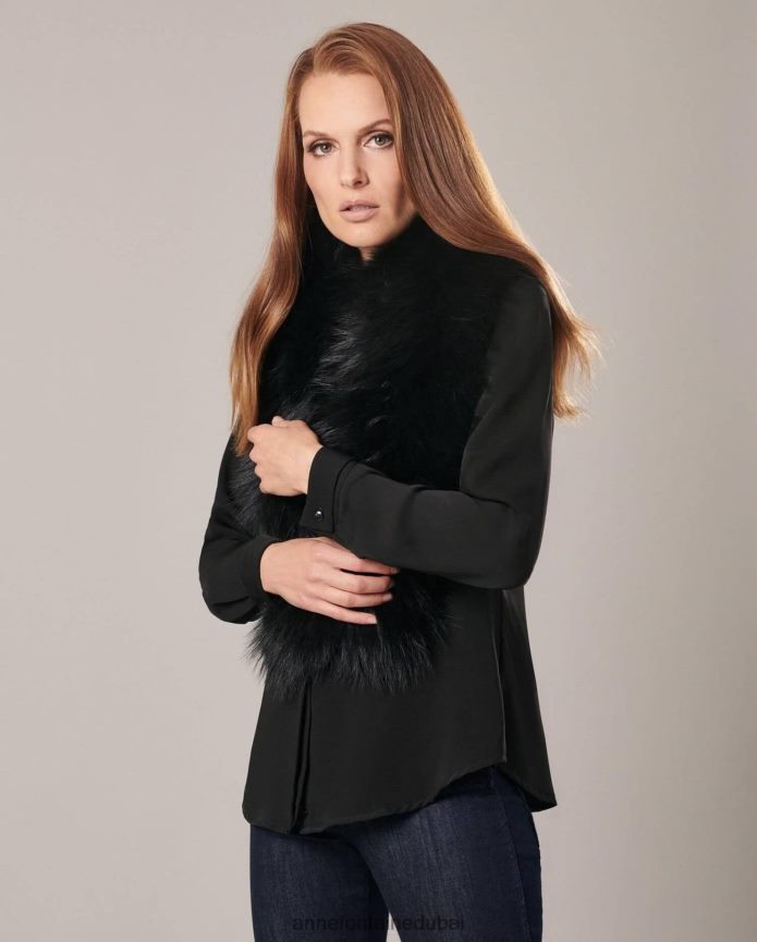 مُكَمِّلات عبد اللطيف Anne Fontaine نحيف طوق بلير طوق الفراء أسود T622DL538