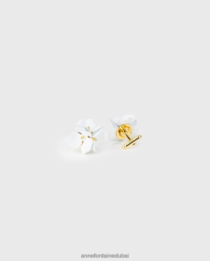 مُكَمِّلات عبد اللطيف Anne Fontaine نحيف أزرار أكمام الكثبان الرملية وأزرار الأكمام زهرة ذهب ابيض T622DL539