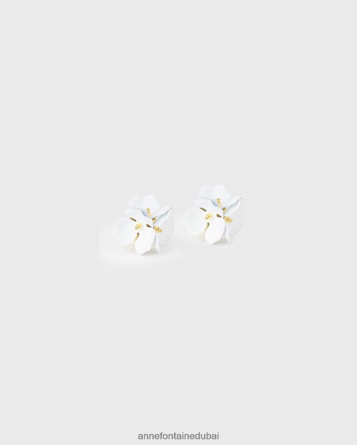 مُكَمِّلات عبد اللطيف Anne Fontaine نحيف أزرار أكمام الكثبان الرملية وأزرار الأكمام زهرة ذهب ابيض T622DL539