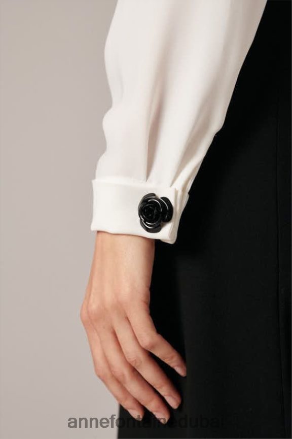 مُكَمِّلات عبد اللطيف Anne Fontaine نحيف أزرار أكمام نيسي وأزرار أكمام زهرية الذهب الأسود T622DL548