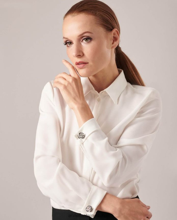 مُكَمِّلات عبد اللطيف Anne Fontaine نحيف أزرار الأكمام لولا وأزرار الأكمام الأزهار أسود/أبيض T622DL552