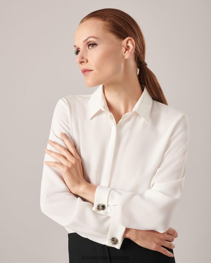 مُكَمِّلات عبد اللطيف Anne Fontaine نحيف أزرار أكمام براندي أزرار أكمام الحشرات مع بلورات الزمرد أنيق T622DL557