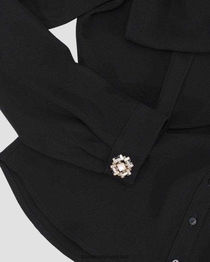 مُكَمِّلات عبد اللطيف Anne Fontaine نحيف أزرار أكمام وأزرار أكمام أولسن أسود/أبيض T622DL562