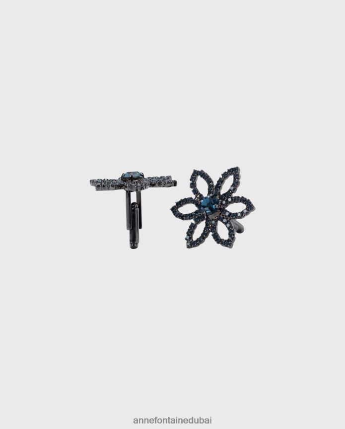 مُكَمِّلات عبد اللطيف Anne Fontaine نحيف أزرار أكمام وايلون أزرار أكمام على شكل زهور أزرق غامق T622DL564