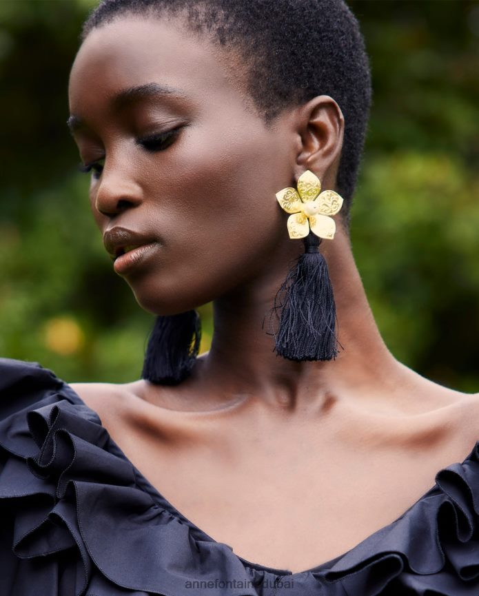 مُكَمِّلات عبد اللطيف Anne Fontaine نحيف أقراط نسائية من الأقراط المشبكية مع شرابات وزهرة ذهب T622DL584