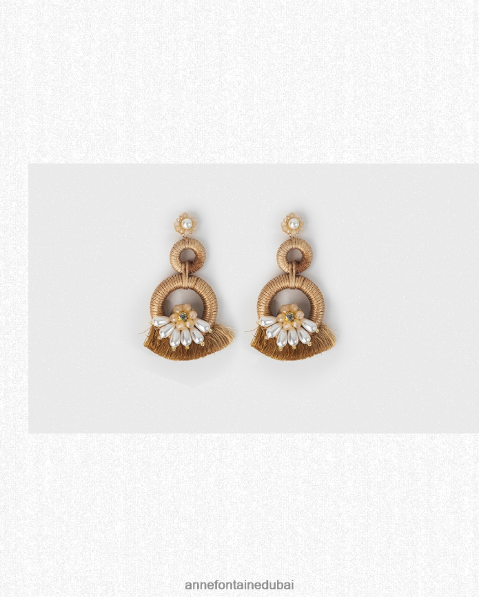 مُكَمِّلات عبد اللطيف Anne Fontaine نحيف أقراط ميرا مزينة بشراشيب طبيعية وأقراط ثلاثية الطبقات أنيق T622DL585