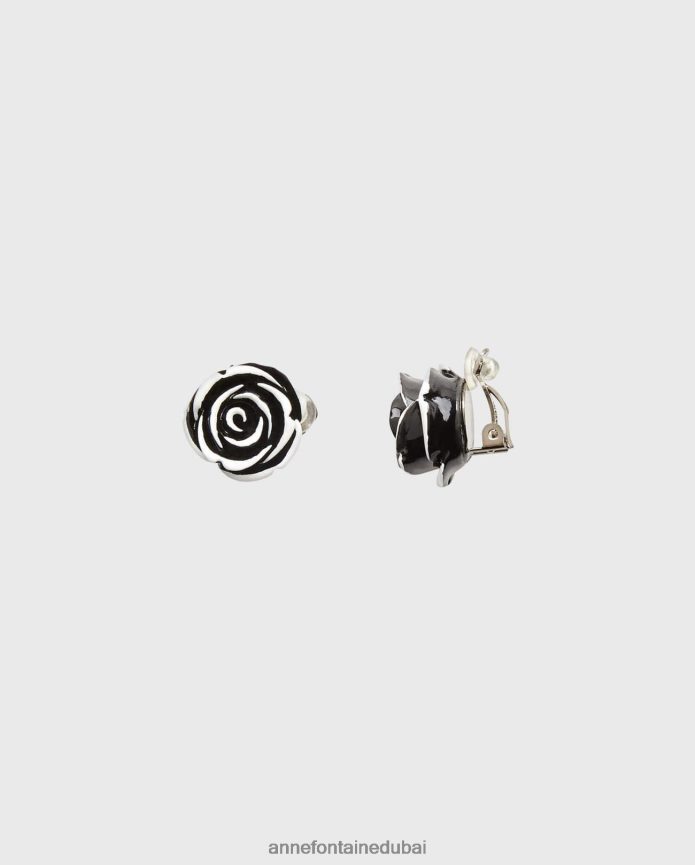 مُكَمِّلات عبد اللطيف Anne Fontaine نحيف أقراط فيورا وأقراط على شكل زهرة أسود/أبيض T622DL587