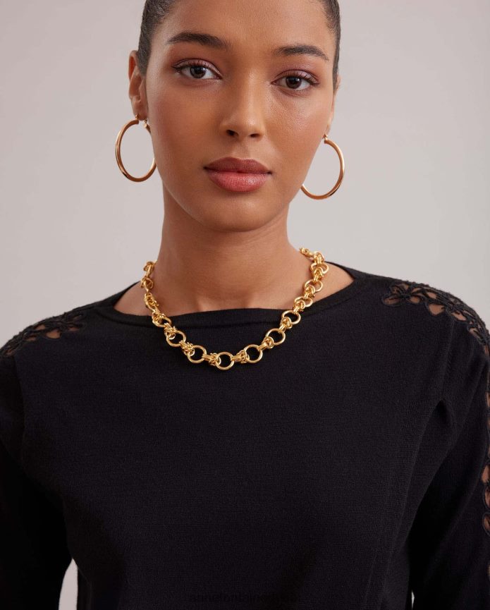 مُكَمِّلات عبد اللطيف Anne Fontaine نحيف قلادة شيلي قلادة سلسلة ربط قابلة للتعديل ذهب T622DL594