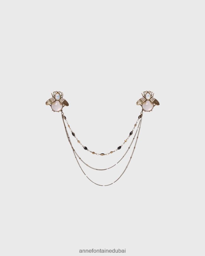 مُكَمِّلات عبد اللطيف Anne Fontaine نحيف مشبك طوق نومادي، ومشابك طوق الحشرات بالحجارة، وسلسلة ثلاثية أنيق T622DL596