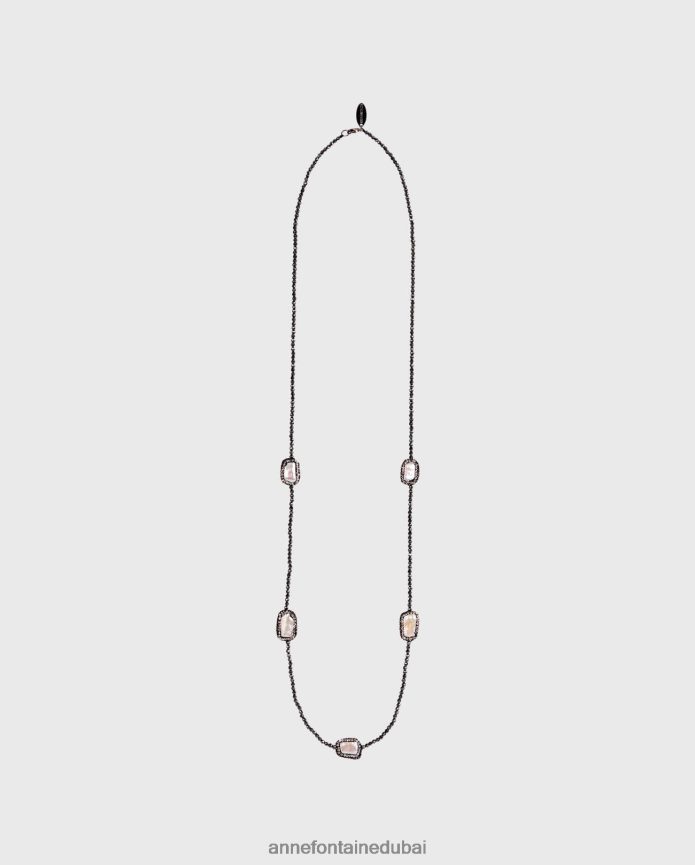 مُكَمِّلات عبد اللطيف Anne Fontaine نحيف قلادة تيسو مطرزة بلؤلؤ المياه العذبة فضة T622DL598