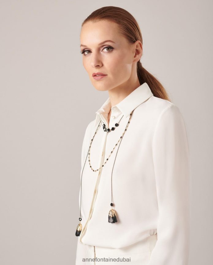 مُكَمِّلات عبد اللطيف Anne Fontaine نحيف قلادة جيلور حجر سلسلة ثلاثية وقلادة مفتوحة من البتلة أنيق T622DL599