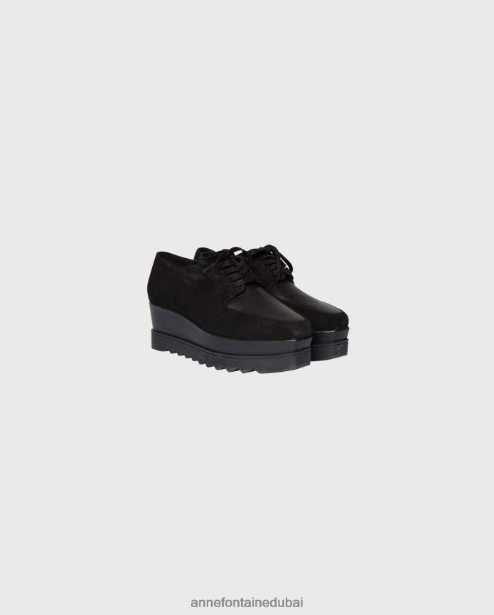 أحذية عبد اللطيف Anne Fontaine نحيف حذاء رياضي جورجيو ذو نعل سميك مع هامش قابل للإزالة أسود T622DL6