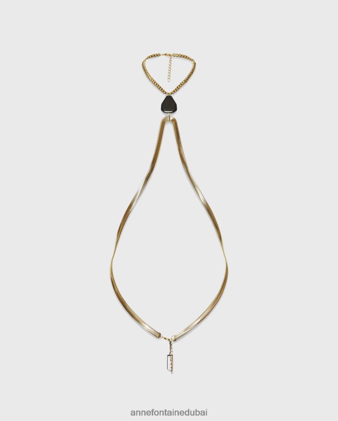 مُكَمِّلات عبد اللطيف Anne Fontaine نحيف سلسلة الجسم من جيمز بحجر العقيق ذهب T622DL600