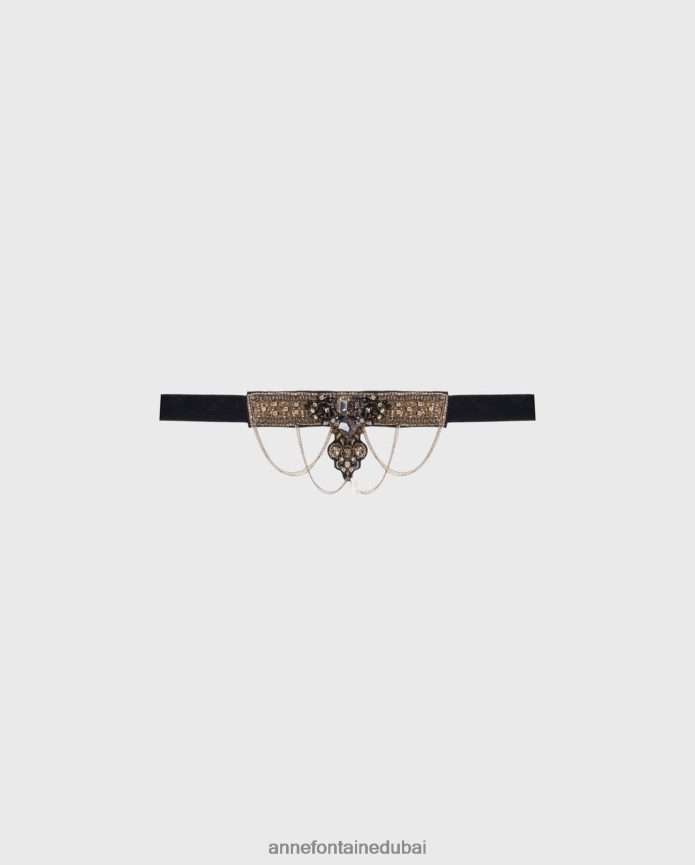 مُكَمِّلات عبد اللطيف Anne Fontaine نحيف قلادة أوربي تشوكر مزينة بالجواهر ذهب T622DL601