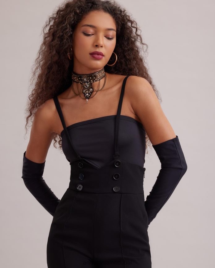 مُكَمِّلات عبد اللطيف Anne Fontaine نحيف قلادة أوربي تشوكر مزينة بالجواهر ذهب T622DL601