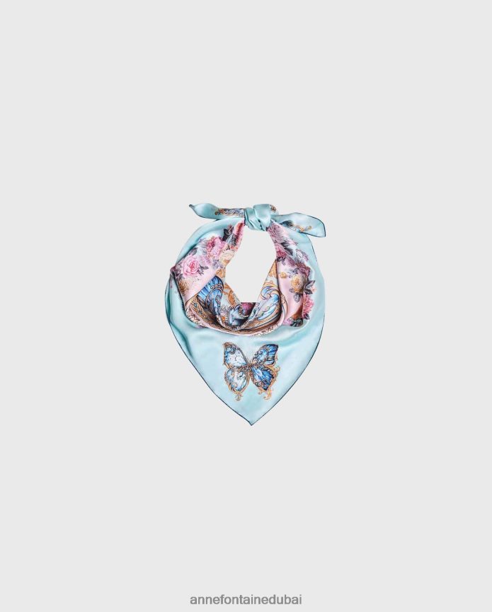 مُكَمِّلات عبد اللطيف Anne Fontaine نحيف وشاح تيت وشاح حريري بطبعات الفراشة أنيق T622DL608