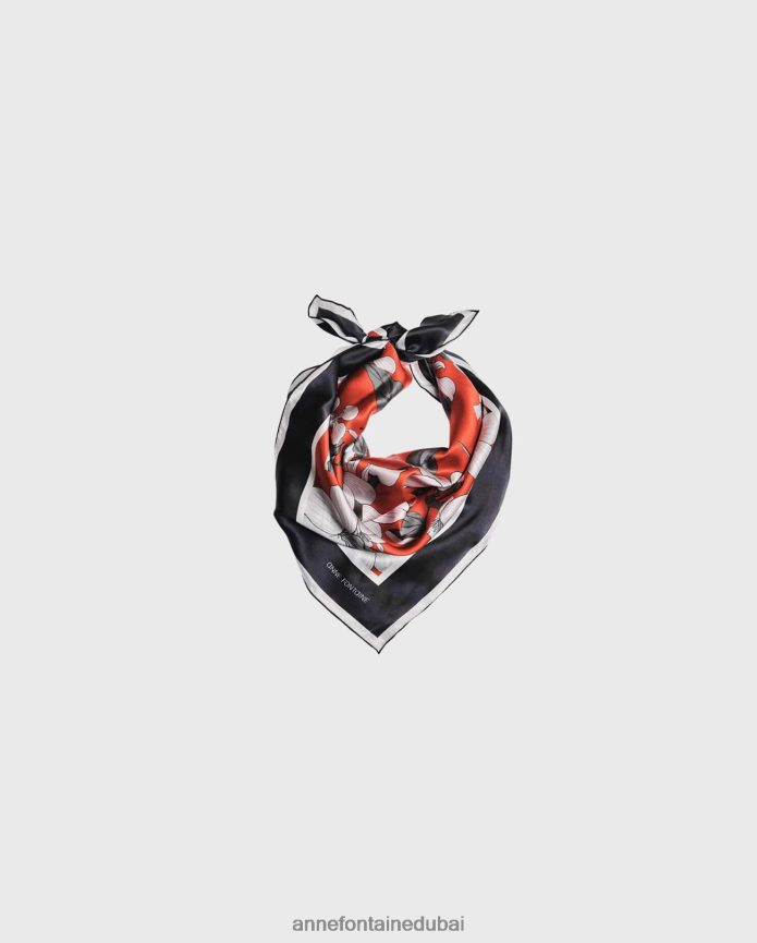 مُكَمِّلات عبد اللطيف Anne Fontaine نحيف طاهر وشاح وشاح حريري مربع زهري T622DL610