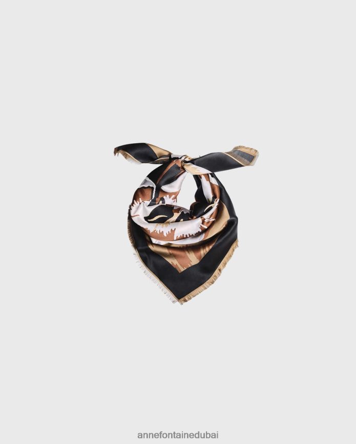 مُكَمِّلات عبد اللطيف Anne Fontaine نحيف إختصار وشاح الحرير وشاح مربع مع التفاصيل زهري T622DL612