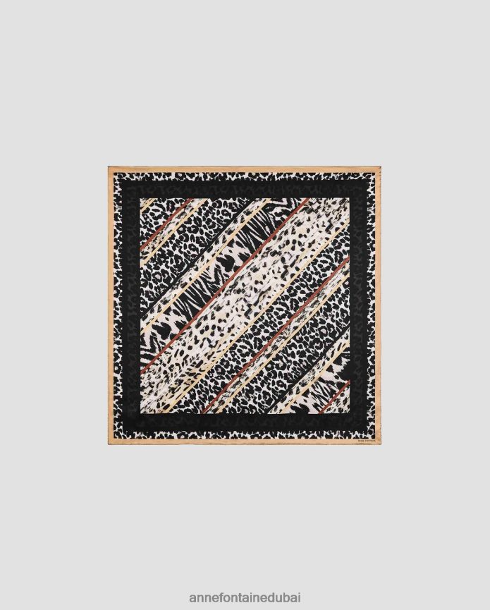 مُكَمِّلات عبد اللطيف Anne Fontaine نحيف وشاح تادي وشاح حريري مربع مطبوعات الحيوانات T622DL613