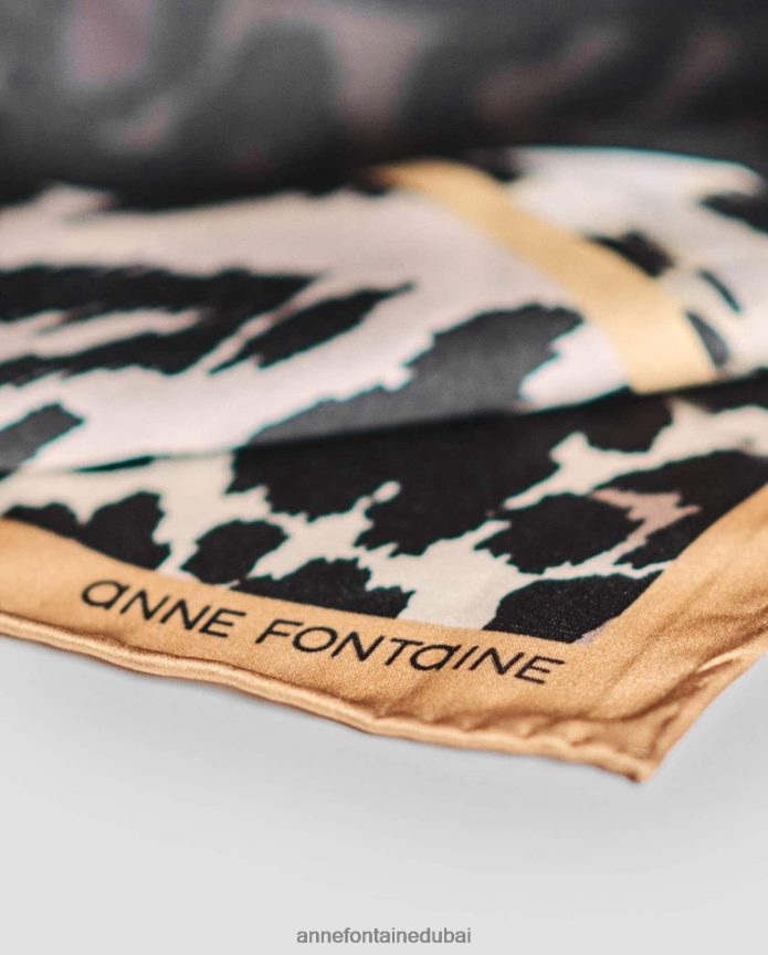 مُكَمِّلات عبد اللطيف Anne Fontaine نحيف وشاح تادي وشاح حريري مربع مطبوعات الحيوانات T622DL613