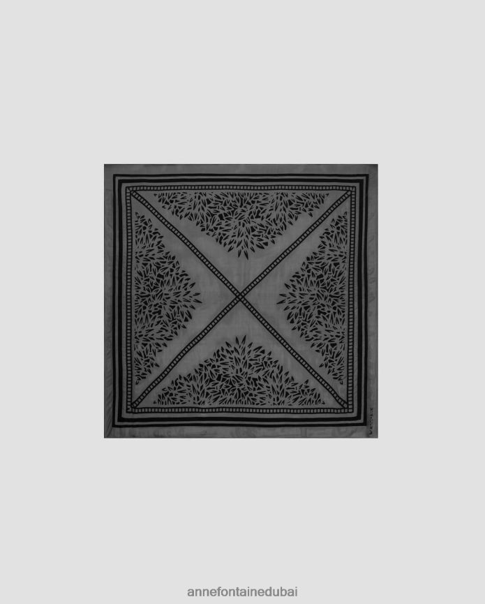 مُكَمِّلات عبد اللطيف Anne Fontaine نحيف وشاح إيفيت وشاح حريري هندسي أسود T622DL617