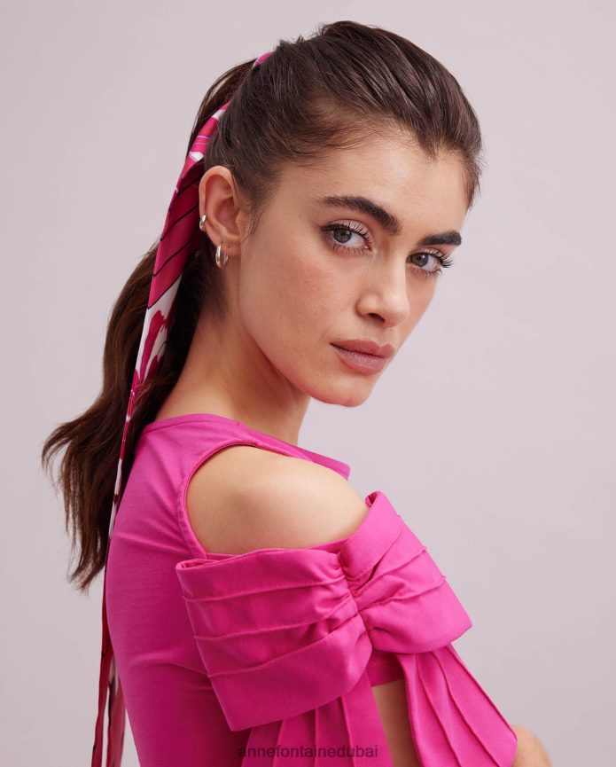 مُكَمِّلات عبد اللطيف Anne Fontaine نحيف وشاح بيكا وشاح ميتزاه الحريري بنمط الأزهار ضارب الى الحمرة T622DL624