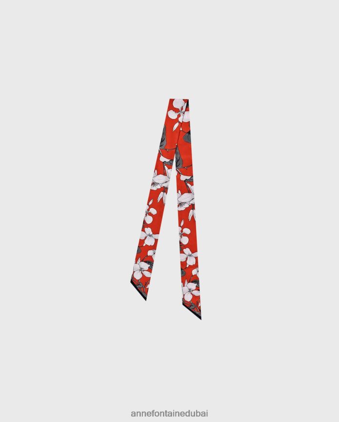 مُكَمِّلات عبد اللطيف Anne Fontaine نحيف تايلر ربطة عنق وشاح وشاح من الحرير زهري T622DL625