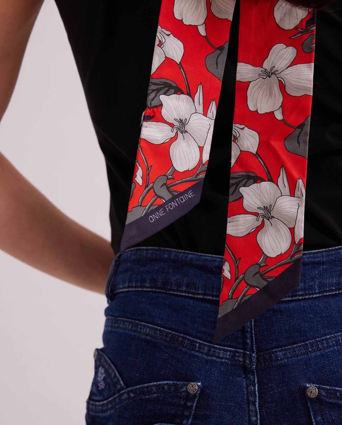 مُكَمِّلات عبد اللطيف Anne Fontaine نحيف تايلر ربطة عنق وشاح وشاح من الحرير زهري T622DL625