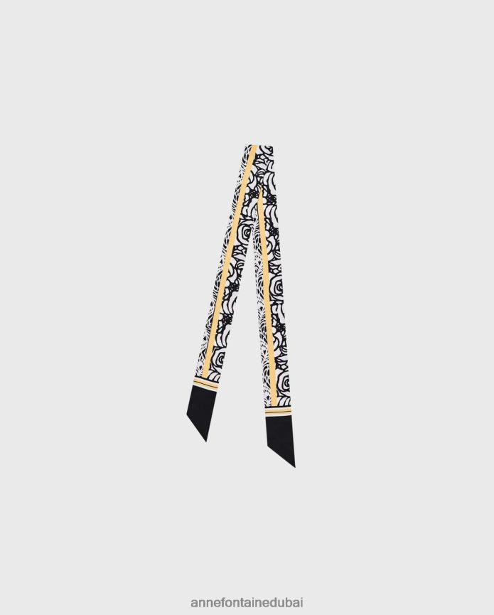 مُكَمِّلات عبد اللطيف Anne Fontaine نحيف تيفانيا وشاح ربطة عنق وشاح حريري من نسيج قطني طويل مع الورود أنيق T622DL628