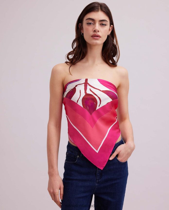 مُكَمِّلات عبد اللطيف Anne Fontaine نحيف وشاح الأوركيد وشاح حريري مطبوع عليه زهور ضارب الى الحمرة T622DL635