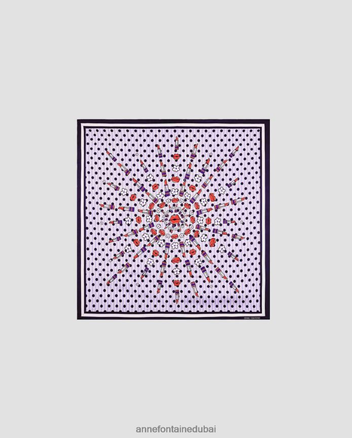 مُكَمِّلات عبد اللطيف Anne Fontaine نحيف وشاح تانيا وشاح مربع من الحرير المطبوع أنيق T622DL637